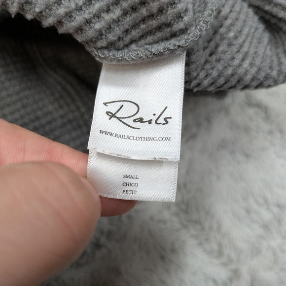 Rails Hoodie Women's S Gray Heather Murray Waffle Knit Thermal Pullover Crop - Picture 5 of 8
